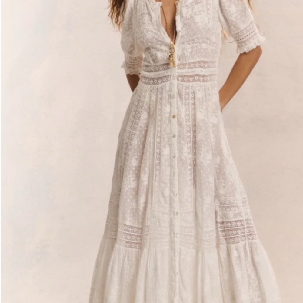 Loveshack Fancy White Lace Maxi Dress (10) NWT